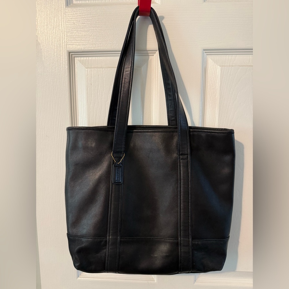 Vintage Coach Black Leather Tote Bag